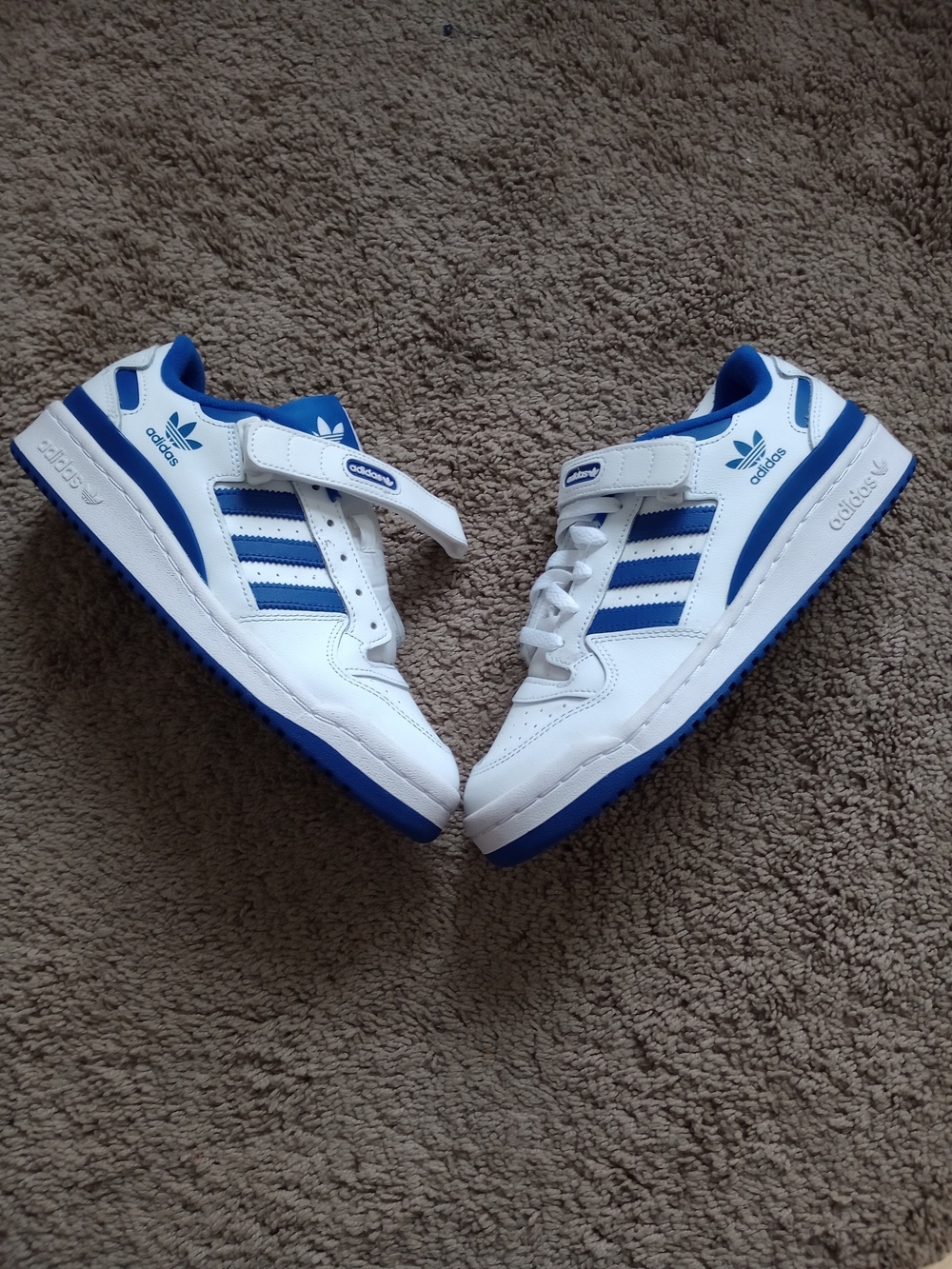 adidas Kids White and Blue Velcro & Lace Sneakers